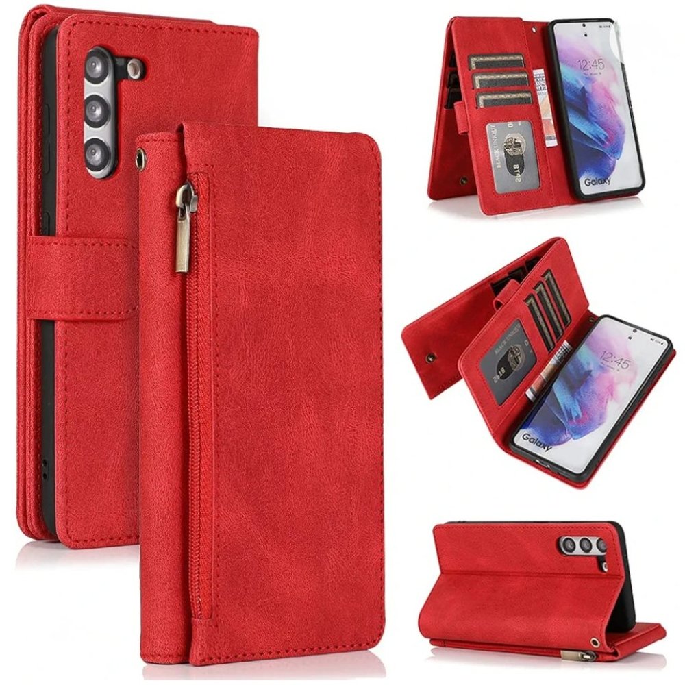 NWT RED P/Suede Wallet Case for Samsung Galaxy S21 5G Bx1